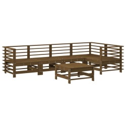 vidaXL Juego muebles de jardín 6 piezas madera maciza pino marrón miel