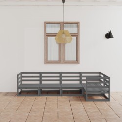 vidaXL Muebles de jardín 5 piezas gris madera de pino maciza 