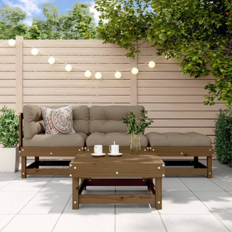 vidaXL Juego de muebles jardín 4 pzas madera maciza pino marrón miel