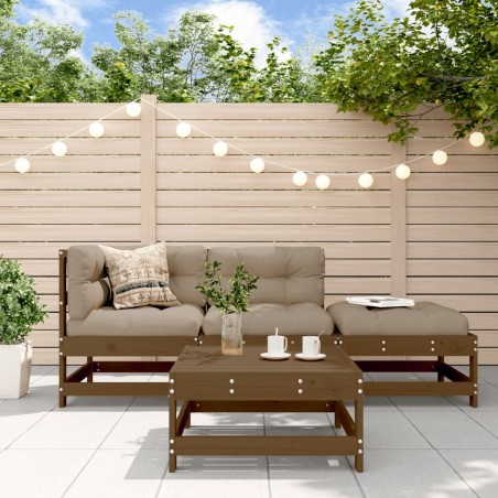 vidaXL Juego de muebles jardín 4 pzas madera maciza pino marrón miel