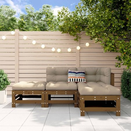 vidaXL Juego de muebles jardín 4 pzas madera maciza pino marrón miel
