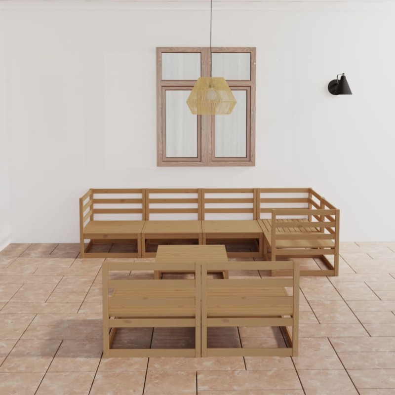 vidaXL Muebles de jardín 8 piezas marrón miel madera maciza de pino vidaXL Muebles de jardín 8 piezas marrón miel madera maciza de pino