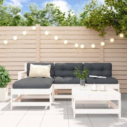 vidaXL Juego de sofás de jardín 5 piezas madera maciza de pino blanco