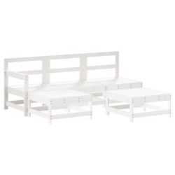 vidaXL Juego de sofás de jardín 5 piezas madera maciza de pino blanco