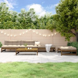vidaXL Juego de sofás de jardín 5 pzas madera maciza pino marrón miel
