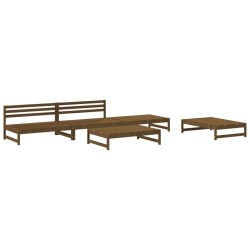 vidaXL Juego de sofás de jardín 5 pzas madera maciza pino marrón miel
