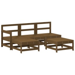 vidaXL Juego de sofás de jardín 5 pzas madera maciza pino marrón miel