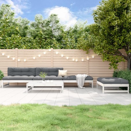 vidaXL Juego de sofás de jardín 5 piezas madera maciza de pino blanco