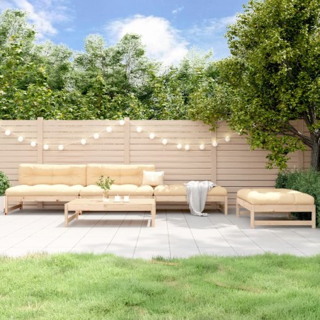 vidaXL Juego de sofás de jardín 5 piezas madera maciza de pino