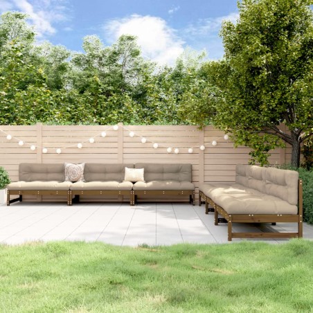 vidaXL Juego muebles de jardín 6 piezas madera maciza pino marrón miel