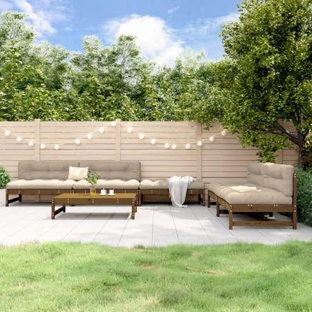 vidaXL Juego muebles de jardín 6 piezas madera maciza pino marrón miel