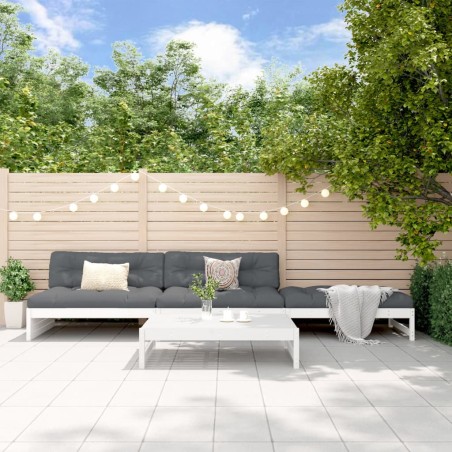 vidaXL Juego de muebles de jardín 4 pzas madera maciza de pino blanco