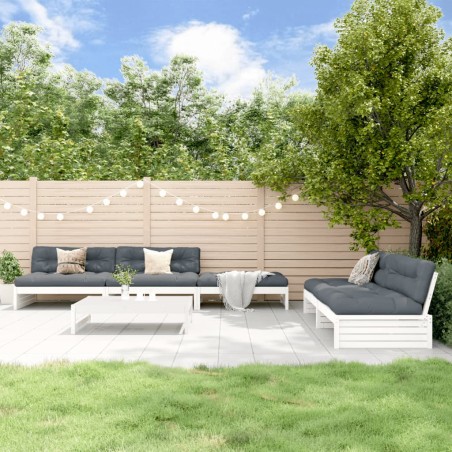 vidaXL Juego de muebles de jardín 6 piezas madera maciza pino blanco