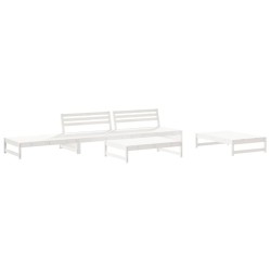 vidaXL Juego de muebles de jardín 6 piezas madera maciza pino blanco