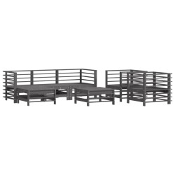 vidaXL Juego de muebles de jardín 7 piezas madera maciza de pino gris