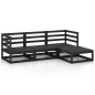 vidaXL Juego de muebles de jardín 4 piezas negro madera maciza de pino vidaXL Juego de muebles de jardín 4 piezas negro madera maciza de pino