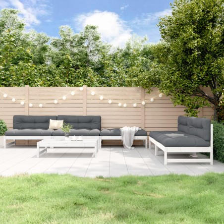 vidaXL Juego de muebles de jardín 6 piezas madera maciza pino blanco