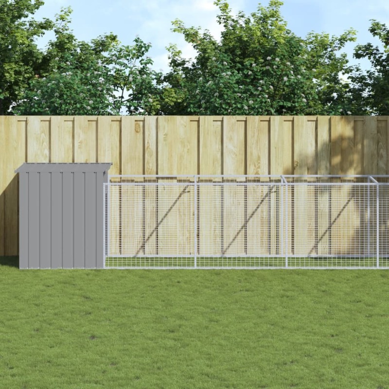 vidaXL Caseta perro corral acero galvanizado gris claro 110x1017x110cm vidaXL Caseta perro corral acero galvanizado gris claro 110x1017x110cm