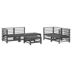 vidaXL Mesa y taburetes altos jardín 6 pzas madera maciza de pino gris