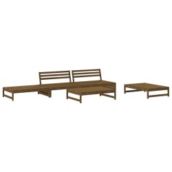 vidaXL Juego de sofás de jardín 5 pzas madera maciza pino marrón miel