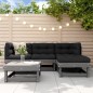 vidaXL Juego de sofás de jardín 5 piezas madera maciza de pino gris