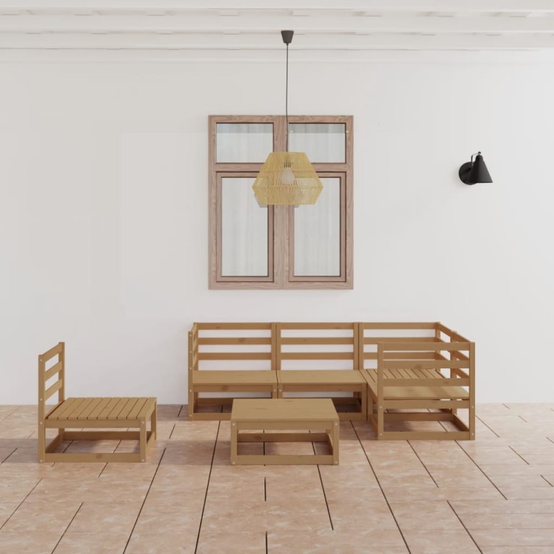vidaXL Muebles de jardín 6 piezas marrón miel madera maciza de pino vidaXL Muebles de jardín 6 piezas marrón miel madera maciza de pino