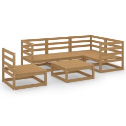 vidaXL Muebles de jardín 6 piezas marrón miel madera maciza de pino 