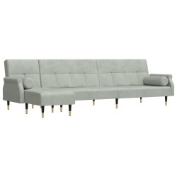 vidaXL Sofá cama en forma de L terciopelo gris claro 271x140x70 cm