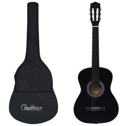 vidaXL Guitarra clásica para principiantes con funda negro 3/4 36"