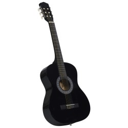 vidaXL Guitarra clásica para principiantes con funda negro 3/4 36"