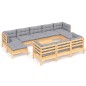 vidaXL Juego de muebles de jardín 11 pzas y cojines madera maciza pino vidaXL Juego de muebles de jardín 11 pzas y cojines madera maciza pino