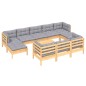 vidaXL Juego de muebles de jardín 11 pzas y cojines madera maciza pino vidaXL Juego de muebles de jardín 11 pzas y cojines madera maciza pino