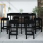 vidaXL Set de mesa y taburetes altos jardín 7 piezas madera pino negro
