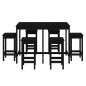 vidaXL Set de mesa y taburetes altos jardín 7 piezas madera pino negro