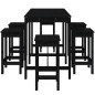 vidaXL Set de mesa y taburetes altos jardín 7 piezas madera pino negro