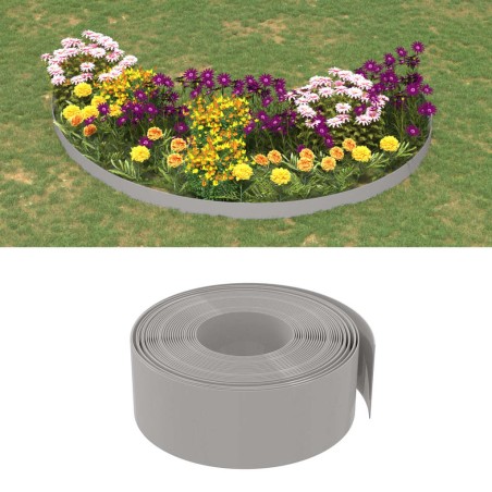vidaXL Borduras de jardín 2 uds polietileno gris 10 m 20 cm