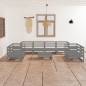 vidaXL Juego de muebles de jardín 9 piezas gris madera maciza de pino vidaXL Juego de muebles de jardín 9 piezas gris madera maciza de pino