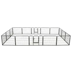 vidaXL Corral para perros 16 paneles de acero 60x80 cm negro 