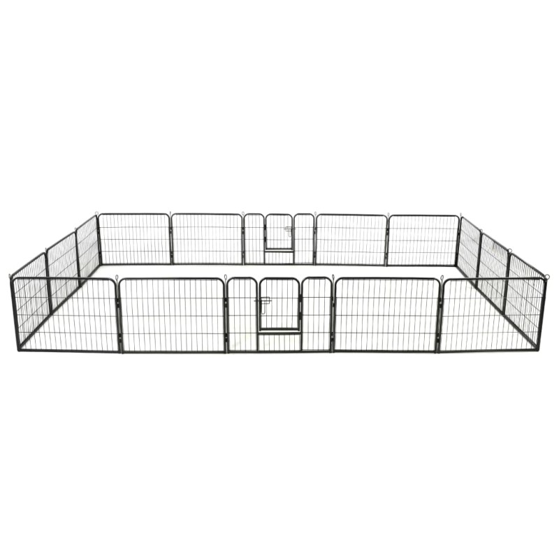 vidaXL Corral para perros 16 paneles de acero 60x80 cm negro 