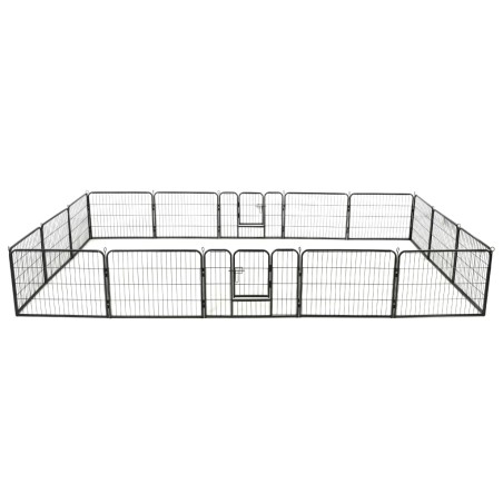 vidaXL Corral para perros 16 paneles de acero 60x80 cm negro 