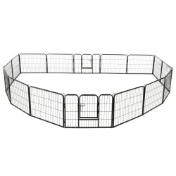 vidaXL Corral para perros 16 paneles de acero 60x80 cm negro 