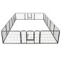 vidaXL Corral para perros 16 paneles de acero 60x80 cm negro 