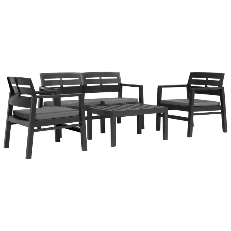 vidaXL Juego de muebles de jardín 4 piezas plástico gris antracita vidaXL Juego de muebles de jardín 4 piezas plástico gris antracita