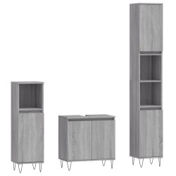 vidaXL Set de muebles de baño 3 pzas madera contrachapada gris sonoma