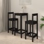 vidaXL Set de bar 3 piezas madera maciza de pino negro vidaXL Set de bar 3 piezas madera maciza de pino negro