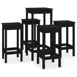 vidaXL Set de bar 5 piezas madera maciza de pino negro