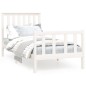vidaXL Estructura de cama con cabecero madera de pino blanco 100x200cm vidaXL Estructura de cama con cabecero madera de pino blanco 100x200cm