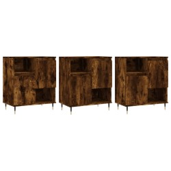 vidaXL Aparadores 3 uds madera contrachapada roble ahumado