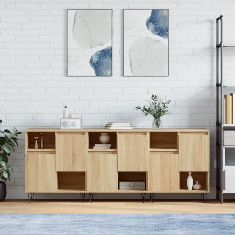 vidaXL Aparadores 3 uds madera contrachapada color roble sonoma vidaXL Aparadores 3 uds madera contrachapada color roble sonoma
