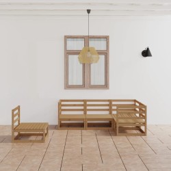vidaXL Muebles de jardín 5 piezas marrón miel madera maciza de pino 